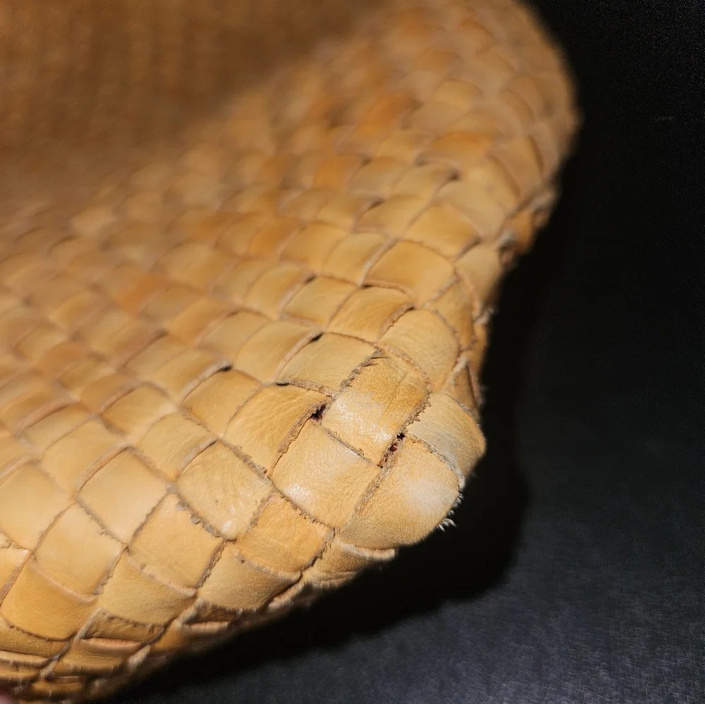 Massimo Palomba Tan Basket Weave Italian Leather Wide Tote - Picture 13 of 15